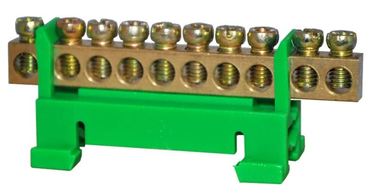 Listwa zaciskowa 10‑torowa 10mm2 TH35 zielona LZ‑10G - obrazek 1