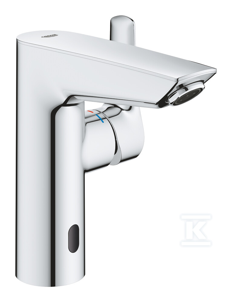 Bateria umywalkowa Grohe Eurosmart jednouchwytowa, rozmiar M, chrom, ogranicznik przepływu 5,7 l/min., głowica Ceramiczna 28 mm, bez zestawu odpływowego, osobne kanały wodne, 2w1 - obsługa manualna i bezdotykowa 23975003 - obrazek 1