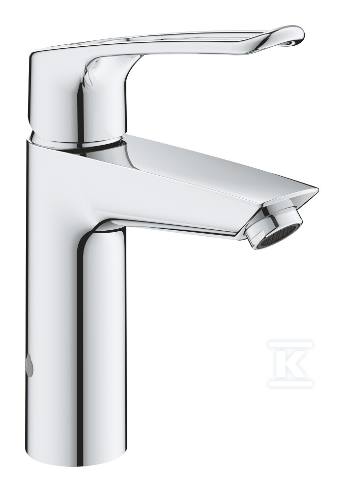 Bateria umywalkowa Grohe Eurosmart jednouchwytowa, rozmiar M, chrom, głowica Ceramiczna 28 mm, osobne kanały wodne, bez zestawu odpływowego, ochrona przed oparzeniami, regulator strumienia laminarnego 23987003 - obrazek 1