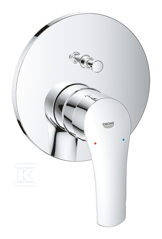 Bateria Eurosmart jednouchwytowa do obsługi dwóch wyjść wody, chrom, montaż ścienny podtynkowy, głowica Ceramiczna 46 mm, metalowa rozeta, metalowa dźwignia 24043003 - obrazek 1