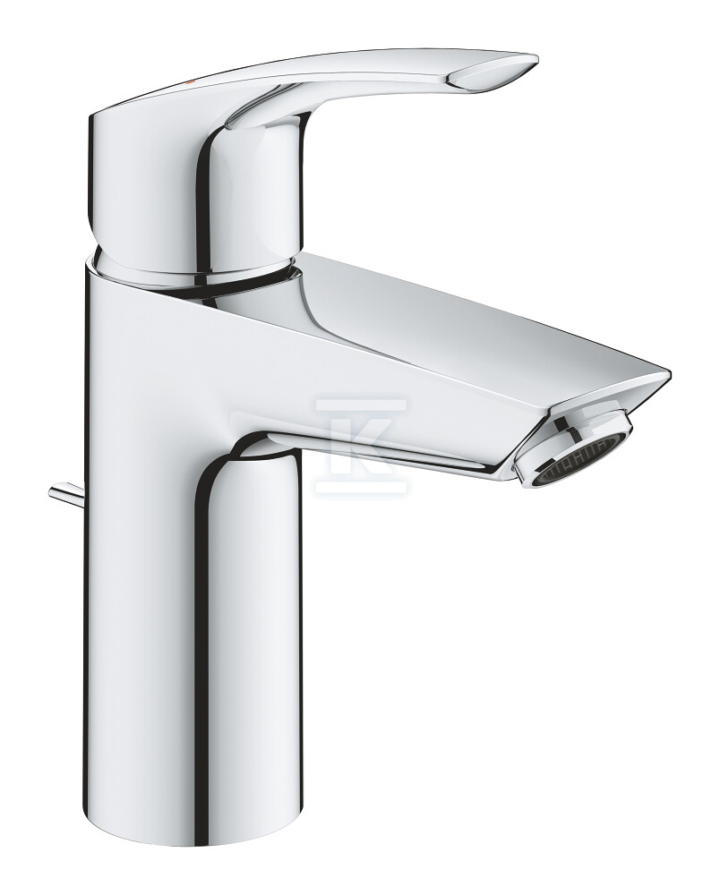 Bateria umywalkowa Grohe Eurosmart jednouchwytowa, rozmiar S, chrom, ogranicznik przepływu 5,7 l/min., głowica Ceramiczna 28 mm, zestaw odpływowy z drążkiem, osobne kanały wodne, wysokość 169mm 33265003 - obrazek 1