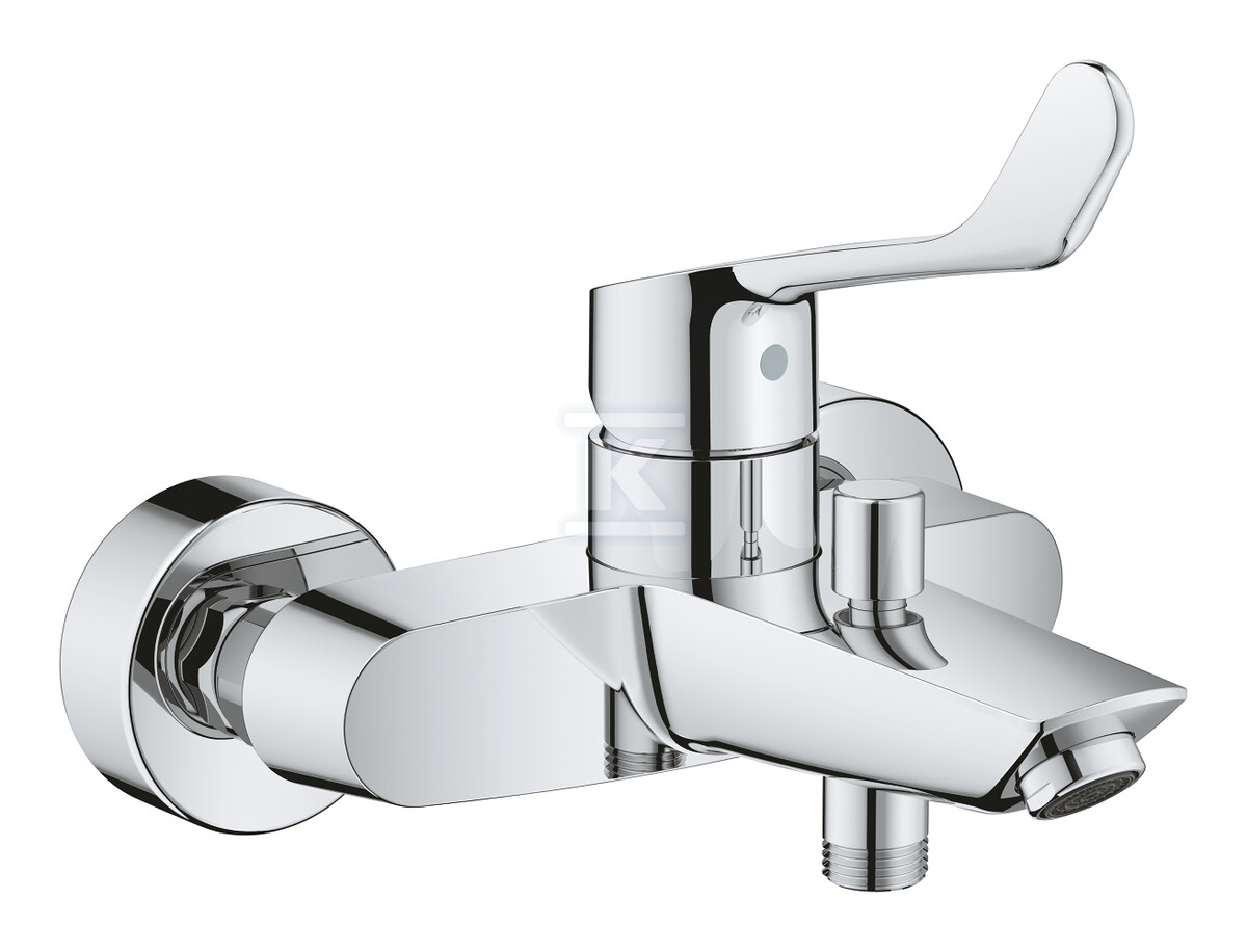 Bateria wannowa Grohe Eurosmart jednouchwytowa, chrom, montaż ścienny natynkowy, głowica Ceramiczna 35 mm, regulowany ogranicznik strumienia, ogranicznik temperatury, długa dźwignia 25243003 - obrazek 1