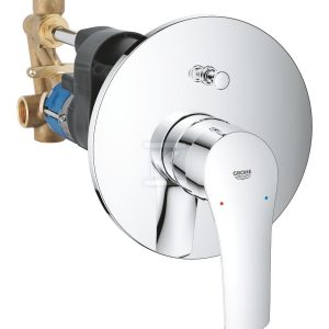 Bateria wannowa Grohe Eurosmart jednouchwytowa, chrom, montaż ścienny natynkowy, głowica Ceramiczna 46 mm, regulowany ogranicznik strumienia 33305003