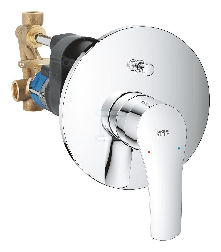 Bateria wannowa Grohe Eurosmart jednouchwytowa, chrom, montaż ścienny natynkowy, głowica Ceramiczna 46 mm, regulowany ogranicznik strumienia 33305003 - obrazek 1