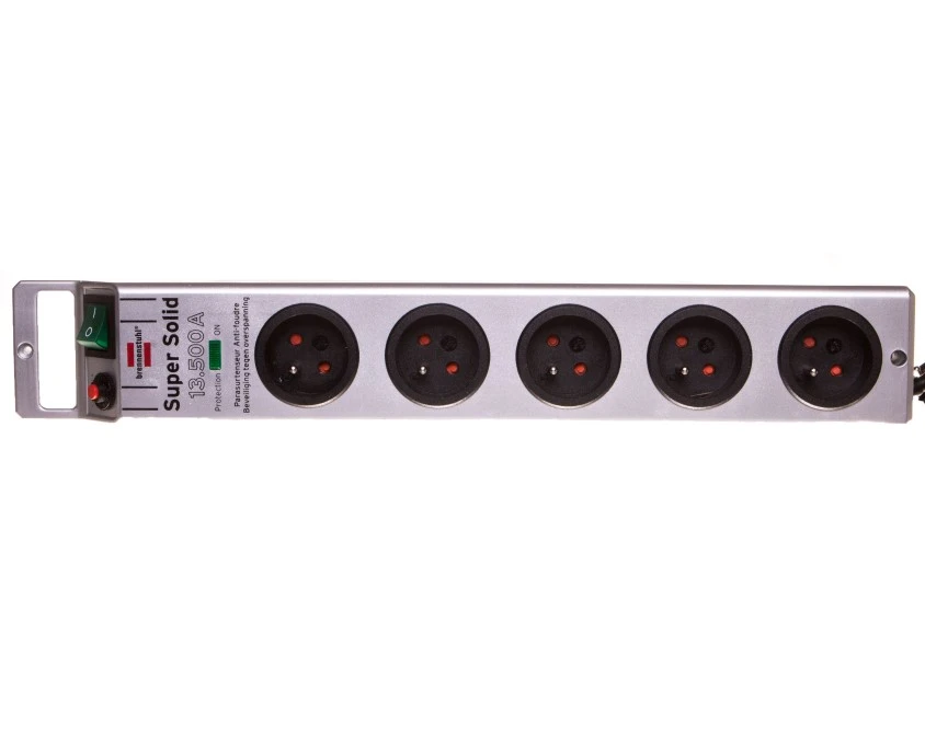 Listwa zasilająca przeciwprzepieciowa Super‑Solid 4500A 2,5m 5 gniazd srebrny H05VV‑F 3G1,5 1153344315 - obrazek 1