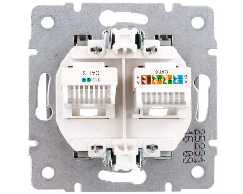 LOGI Gniazdo teleinformatyczne (RJ45 Cat 6+RJ11) Srebrny 25231 - obrazek 2
