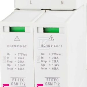 Ogranicznik przepięć T1, T2 (B, C) – iskiernik ETITEC GSM T12 275/25 2+0 002440604 Ogranicznik przepięć T1, T2 (B, C) – iskiernik ETITEC GSM T12 275/25 2+0 002440604
