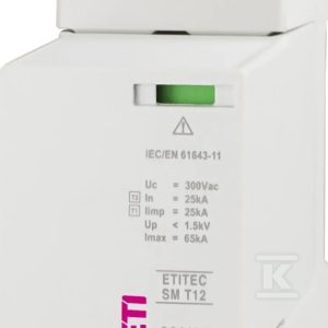 Ogranicznik przepięć T1, T2 (B, C) – bez prądu upływu ETITEC SM T12 300/25 1+0 002440738 Ogranicznik przepięć T1, T2 (B, C) – bez prądu upływu ETITEC SM T12 300/25 1+0 002440738
