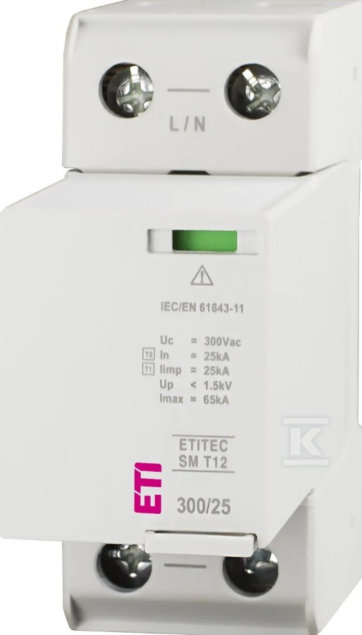 Ogranicznik przepięć T1, T2 (B, C) - bez prądu upływu ETITEC SM T12 300/25 1+0 002440738 - obrazek 1