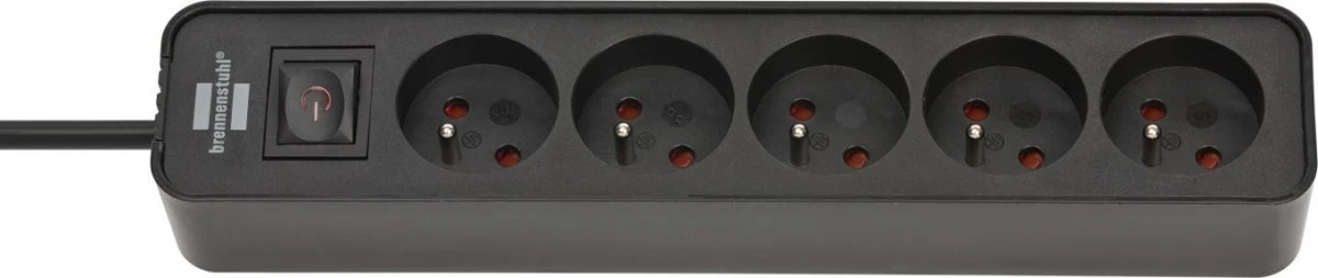 Listwa zasilająca 5 gniazd z wyłącznikiem czarna 3m H05VV‑F 3G1,5 *FR/BE* Ecolor 1153254300 - obrazek 1