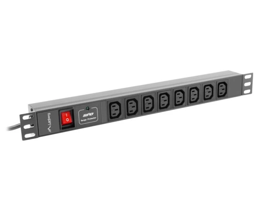 Listwa zasilająca RACK PDU 19 LANBERG 1U 16A 8X IEC C13 2M czarna C20 - obrazek 1