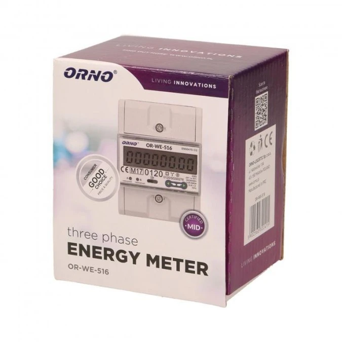 Licznik energii elektrycznej 3‑fazowy RS485 MID 80A OR‑WE‑516 - obrazek 2
