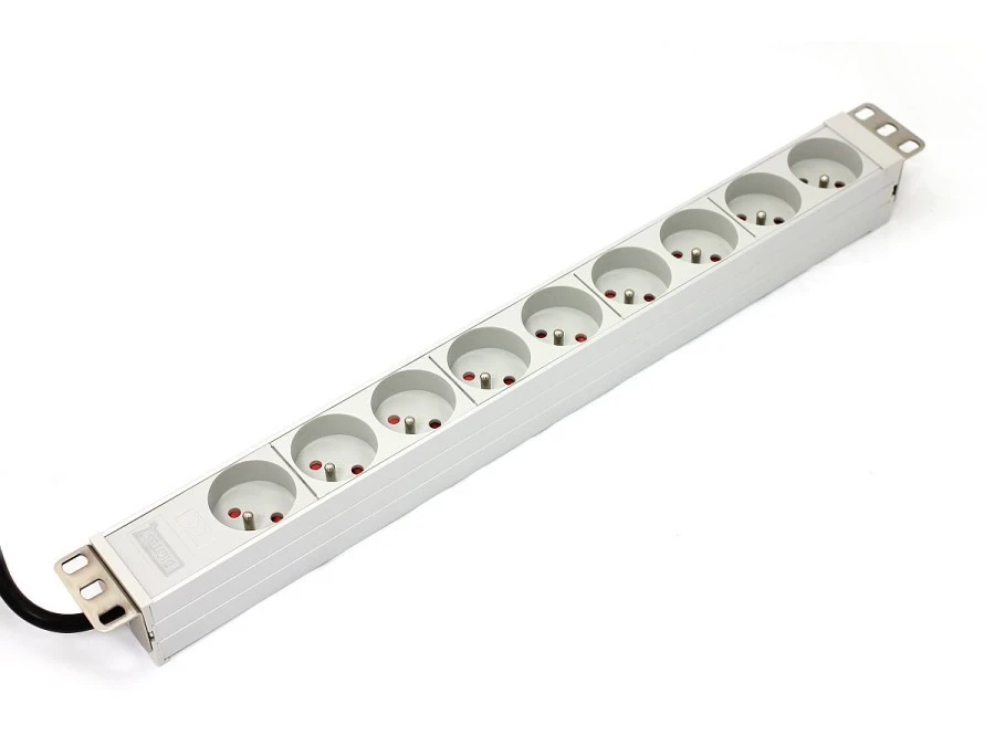 Listwa zasilajaca do szaf 19 cali (PDU) 1U 9x 2P+Z kabel 1,8m A‑19‑STRIP‑3‑IMP - obrazek 2