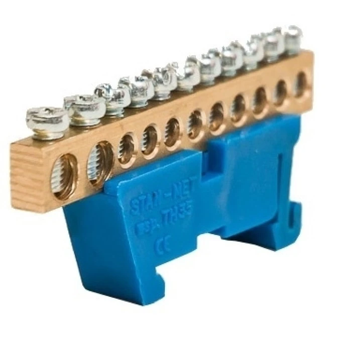 Listwa zaciskowa zerowa 9x10mm2 + 2x16mm2 niebieska TH 35‑11/25/N - obrazek 1