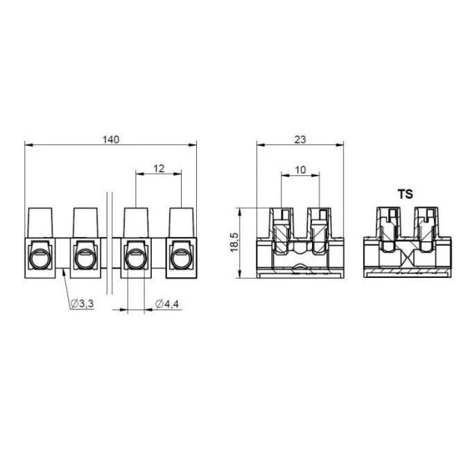 Listwa zaciskowa gwintowa MT 1110 TS ‑ 10 mm² ‑ 12‑torowa - obrazek 2