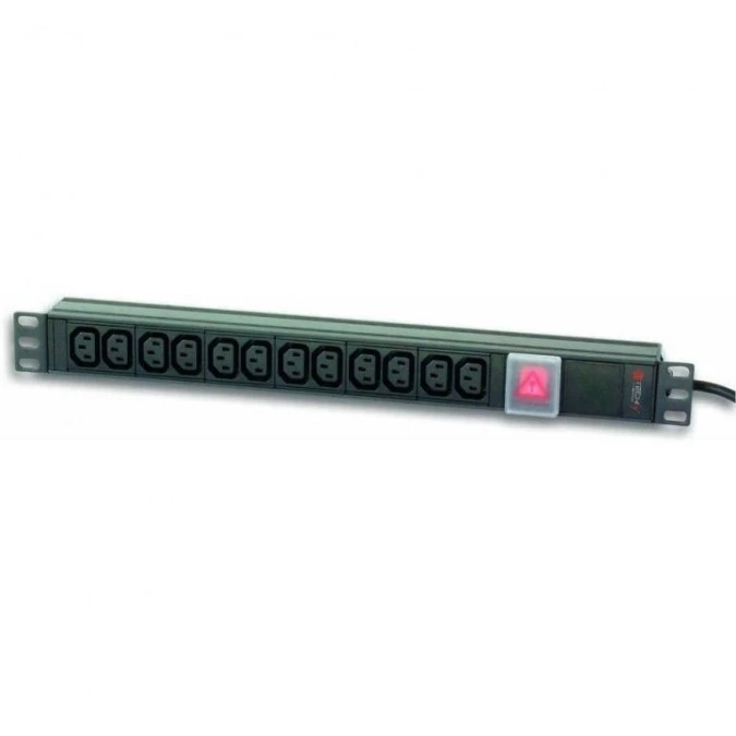 Listwa zasilająca RACK 1U 12x GNIAZDO C13 Wtyk C20 DO UPS I‑CASE STRIP‑12C - obrazek 1