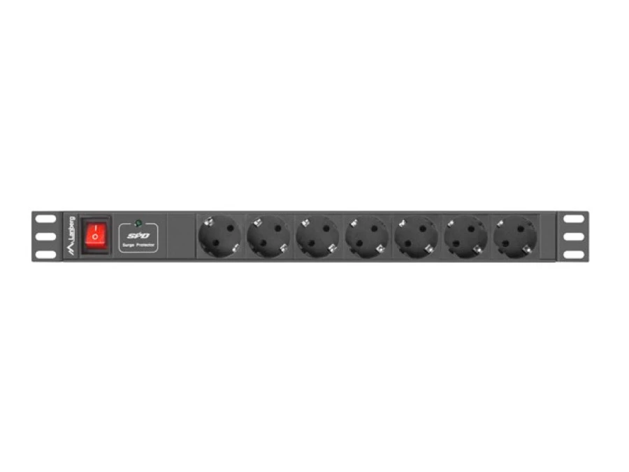 Listwa zasilająca RACK PDU 1U 16A 7xSCHUKO 2m czarna PDU‑07F‑0200‑BK - obrazek 3