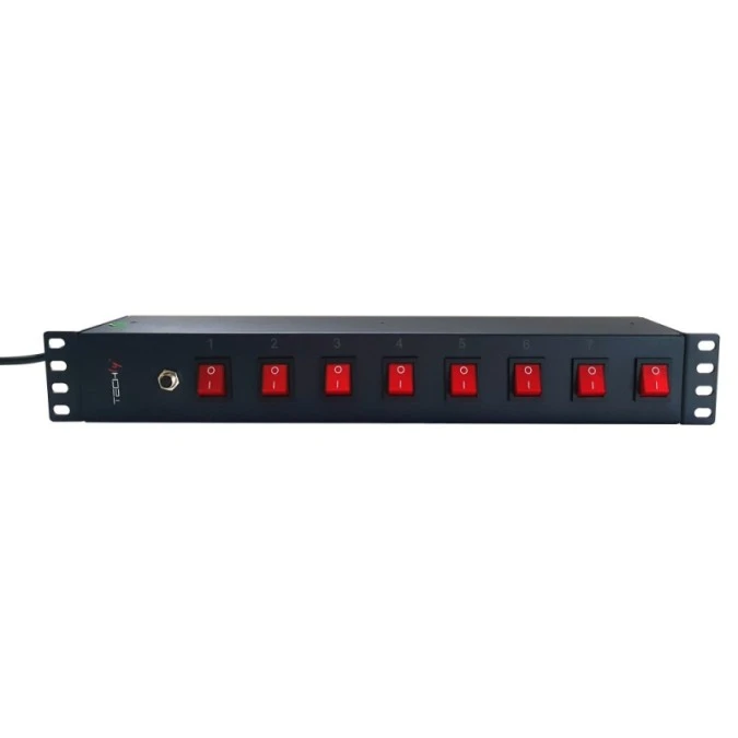 Listwa Rack 19 cali 1.5U, 8x gniazdo UNEL tył, 8x wyłącznik przód I‑CASE STRIP‑815I - obrazek 3