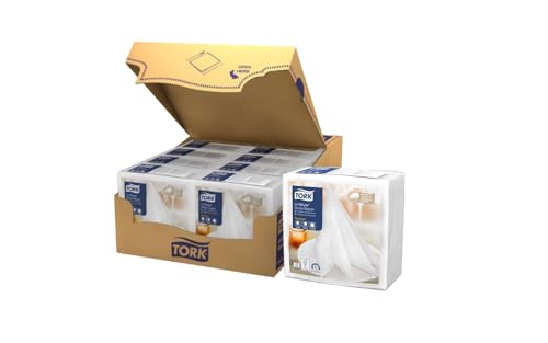 Tork 478711 Premium Linstyle biała serwetka obiadowa / 1 warstwowa chłonna niezadrukowana w kolorze białym 12 x 50 arkuszy (szer. dł.: 19,5 cm cm) - obrazek 1