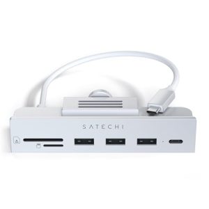 Satechi Clamp Hub USB-C do iMac 24″ 2021 – Micro/SD Czytnik, Srebrny Satechi Clamp Hub USB-C do iMac 24″ 2021 – Micro/SD Czytnik, Srebrny