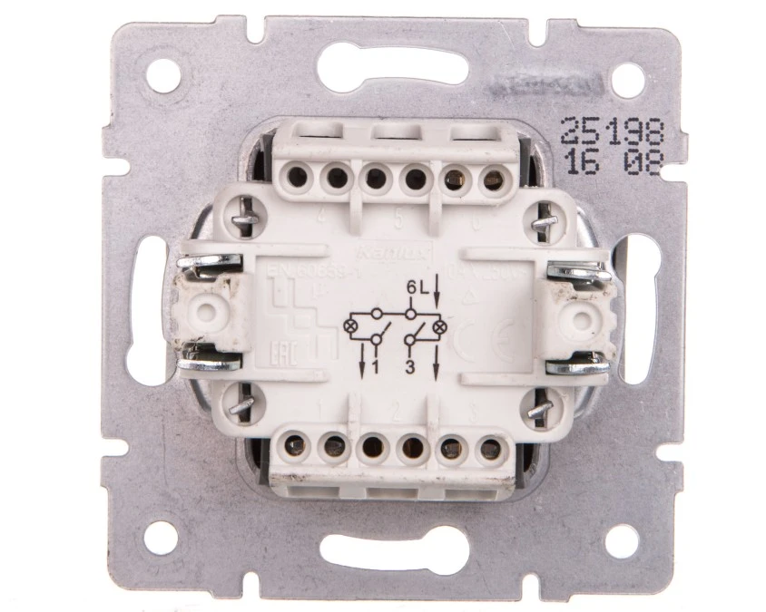LOGI Łącznik dwugrupowy świecznikowy z LED śrubowy 10AX 250V srebrny 021120143 25198 - obrazek 2