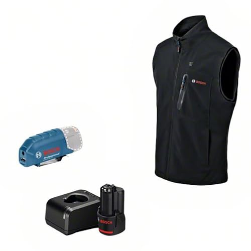 Bosch Professional Ogrzewana Kamizelka GHV 12 + 18 V XA (Zestaw z Adapterem USB GAA 21, Akumulatorem GBA 2,0 Ah, Ładowarką GAL 20, w Kartonie) - obrazek 1