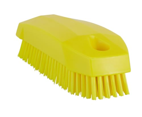 Vikan 64406 Twarda szczotka ręczna S/szczotka do paznokci, żółta, długość 130 mm, szerokość 50 wysokość 40 mm - obrazek 1