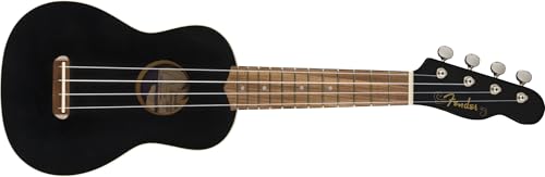 Fender California Coast Venice Soprano Ukulele, Comfortable and Easy to Play „C” shaped Neck, Includes Complimentary Virtual Lessons, Black Finish Fender California Coast Venice Soprano Ukulele, Comfortable and Easy to Play „C” shaped Neck, Includes Complimentary Virtual Lessons, Black Finish