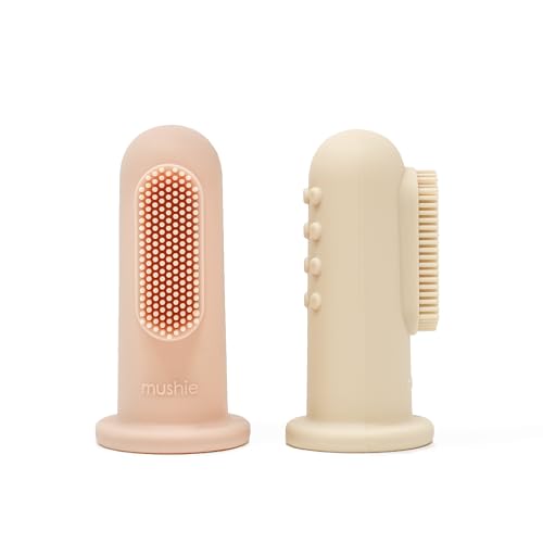 Mushie 2 pierwsze szczoteczki na palec Blush & Shifting Sand - obrazek 1
