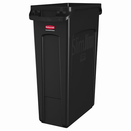 Rubbermaid Commercial Products FG354060BLA Slim Jim z kanałami wentylacyjnymi, 87 l, czarny