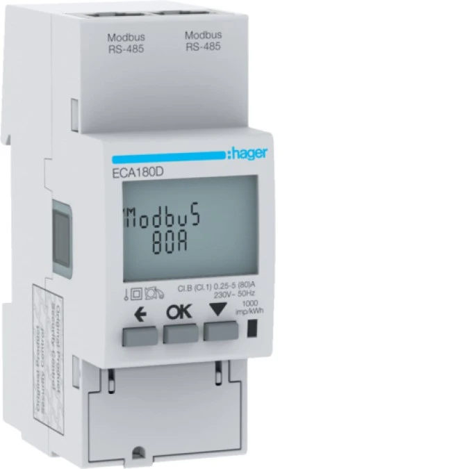 Licznik energii elektrycznej 1‑fazowy, 80A 2M, MID agardio.measure ECA180D - obrazek 1