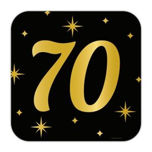 PD-Party – dekoracja talerza/okna na 70 urodziny urodzinowa rocznicowa z czarnego złota imprezowa 50×50 cm
