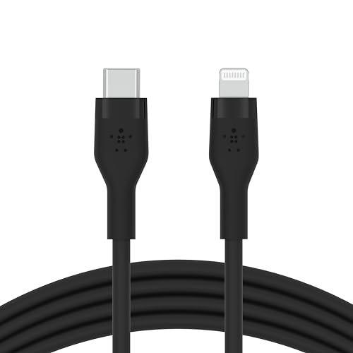 Belkin BoostCharge Flex silikonowy kabel USB typu C na Lightning (1 m), certyfikat MFi, szybkie ładowanie, zasilanie PD 20 W, do iPhone