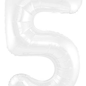 Folat Balon foliowy Cyfra 5 Biały Metaliczne Mat 86 cm Folat Balon foliowy Cyfra 5 Biały Metaliczne Mat 86 cm