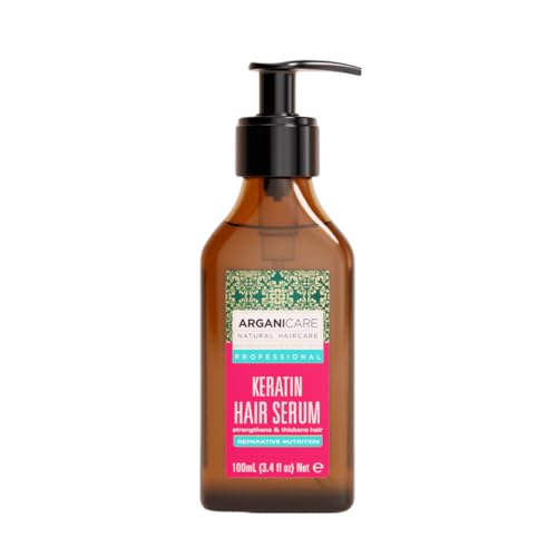 Arganicare Seria keratynowa SERUM REPARATACYJNE i ODŻYWCZE Z organiczną keratyną Wzmacnia Chroni Nie puszące się Wysokie nawilżenie Włosy suche zniszczone 100 ml