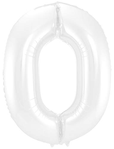 Folat Balon foliowy Cyfra 0 Biały Metaliczne Mat 86 cm - obrazek 1