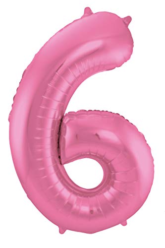Balon foliowy, cyfra 6, 86 cm, różowy - obrazek 1