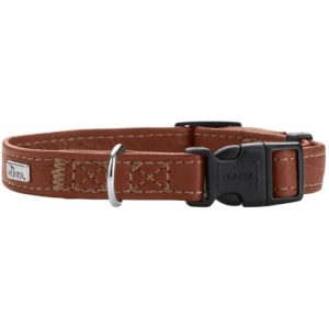 HUNTER Canadian UP obroża dla psa, kolor: koniak, małe psy, szczeniaki, miękka, gładka skóra, przyjazna futra, trwała, Made in Germany, rozmiar: XXS XS