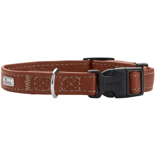 HUNTER Canadian UP obroża dla psa, kolor: koniak, małe psy, szczeniaki, miękka, gładka skóra, przyjazna futra, trwała, Made in Germany, rozmiar: XXS XS - obrazek 1