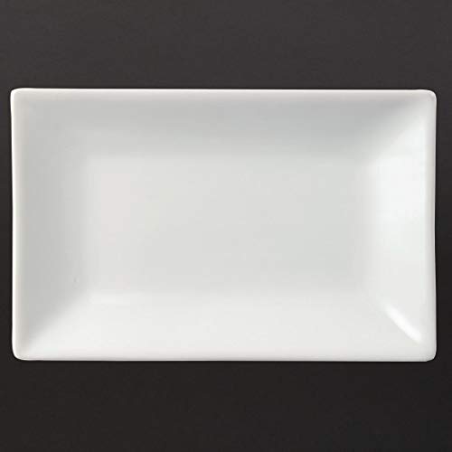 6 x Olympia prostokątne talerze do serwowania 200 130 mm porcelanowe białe catering - obrazek 1
