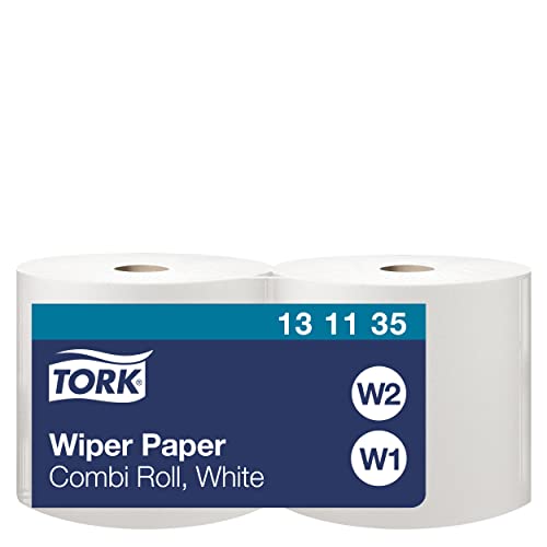 Tork 130040 silne uniwersalne chusteczki papierowe do systemu stojaków podłogowych i uchwytów ściennych, 2 warstwowa rolka papieru w kolorze białym, jakość premium, 1 x 510 m - obrazek 1