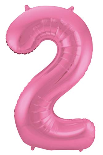 Balon foliowy, cyfra 2, 86 cm, różowy - obrazek 1