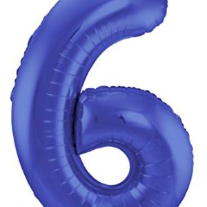 Balon foliowy, cyfra 6, 86 cm, niebieski Balon foliowy, cyfra 6, 86 cm, niebieski