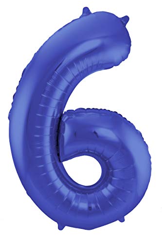 Balon foliowy, cyfra 6, 86 cm, niebieski - obrazek 1