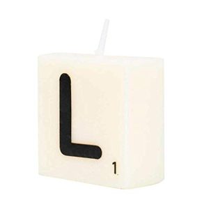 PD Party 7040022 Scrabble Litera Świeca Impreza Dekoracje Ambience L, Krem/Czarny, 4cm Długość x Szerokość 2cm Wysokość