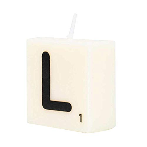 PD Party 7040022 Scrabble Litera Świeca Impreza Dekoracje Ambience L, Krem/Czarny, 4cm Długość x Szerokość 2cm Wysokość