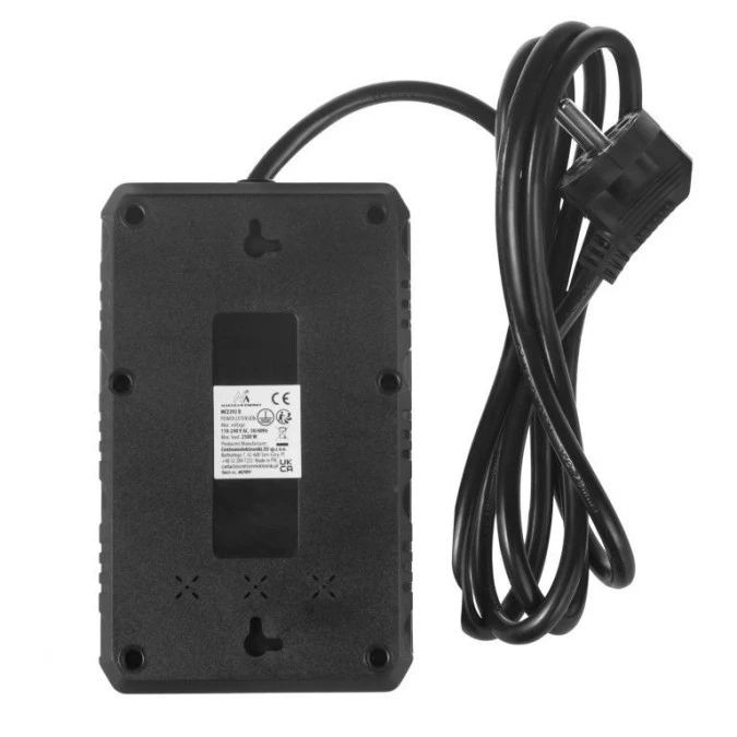 Listwa zasilająca Maclean, przedłużacz 4 gniazda + 3xUSB, 110‑240V AC 50/60Hz, 2.1A max 2500W, 1,5m, czarna,MCE392 B - obrazek 3