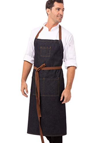 Chef Works AB035 BLK 0 Memphis fartuch na szelki, czarny, rozmiar uniwersalny, indygo niebieski, jeden Chef Works AB035 BLK 0 Memphis fartuch na szelki, czarny, rozmiar uniwersalny, indygo niebieski, jeden