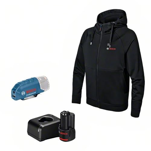 Bosch Professional Ogrzewana bluza GHH 12+18V XA (w zestawie adapter USB GAA 12V 21 + akumulator GBA 12 V 2,0 Ah ładowarka GAL 20) rozmiar 2XL - obrazek 1