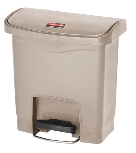 Rubbermaid Commercial Products Slim Jim Step on pojemnik na śmieci z żywicy, przód, 15 l, beżowy, 1883455 Rubbermaid Commercial Products Slim Jim Step on pojemnik na śmieci z żywicy, przód, 15 l, beżowy, 1883455